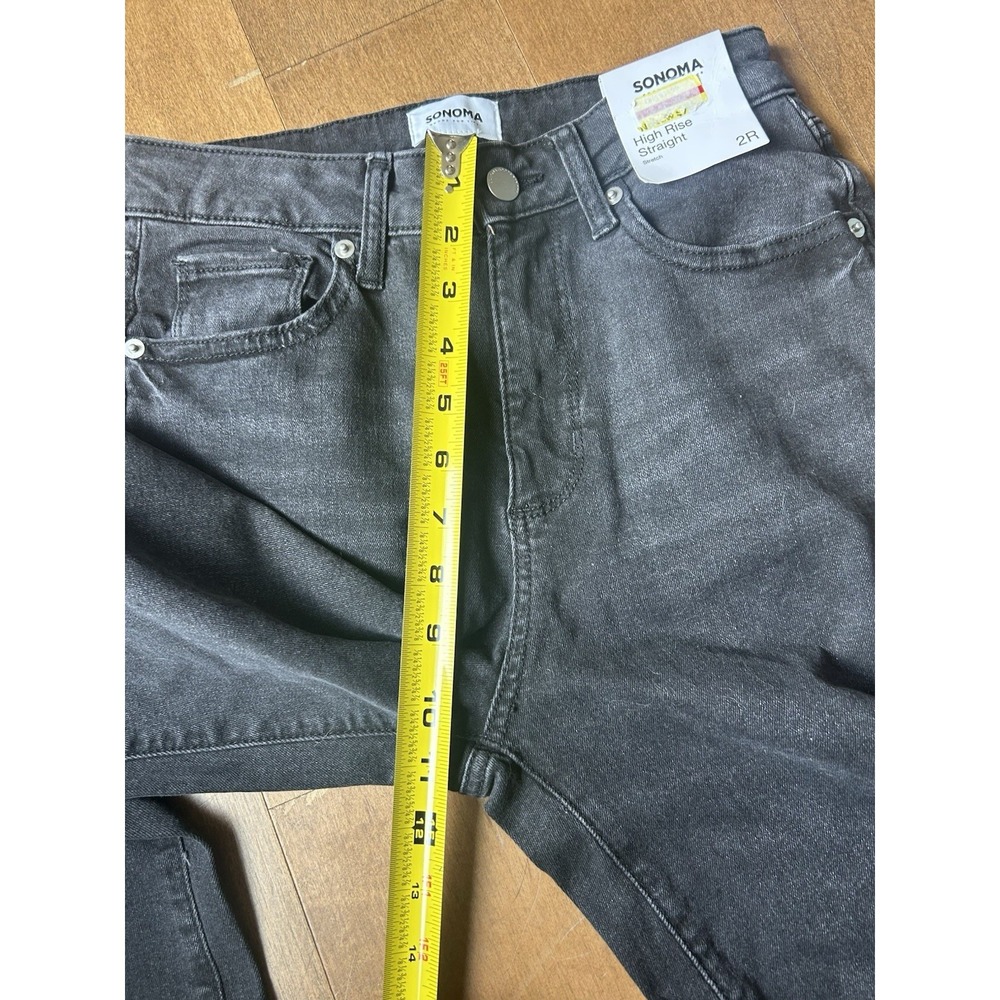 Sonoma Women's High Rise Black Denim Jeans  2R Straight Leg - Picture 3 of 7